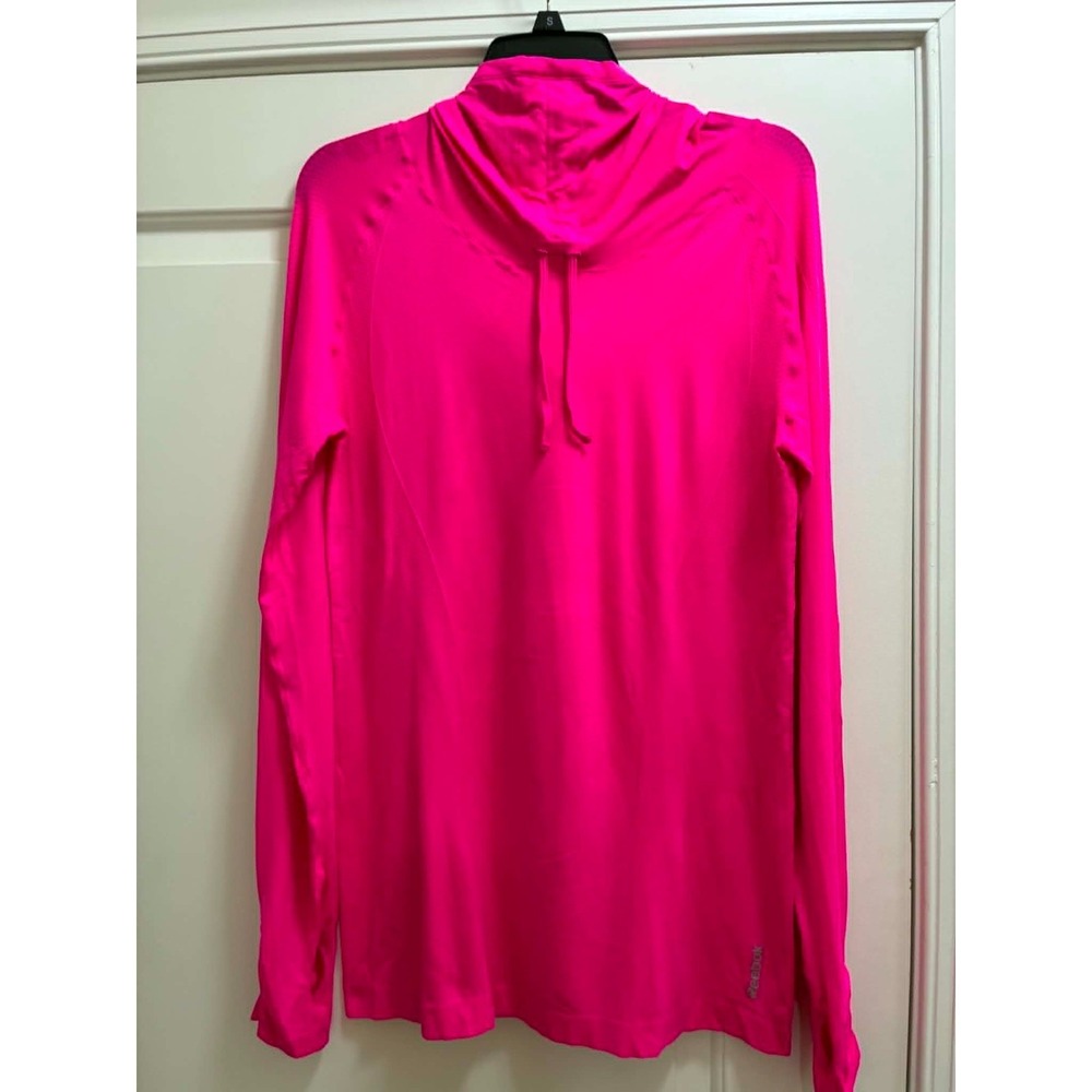 Reebok Womens Large Pink Hoodie Athletic Long Sleeve Workout Pullover Top
